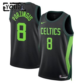 Barn Boston Celtics Tröja Kristaps Porzingis Nike 2024-25 City Edition Svart Swingman
